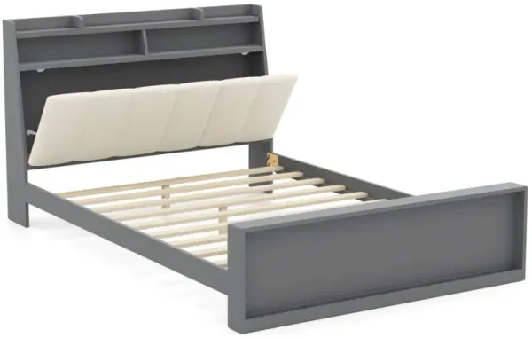 Full Size Bed Frame with Storage Modern Platform Bed with Headboard