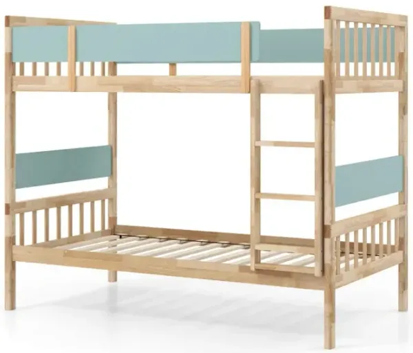 Twin Over Twin Bunk Bed with Ladder and Full-length Guardrails