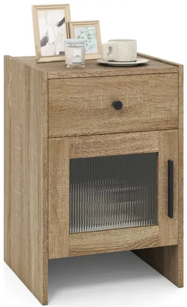 Nightstand with Drawer and Cabinet