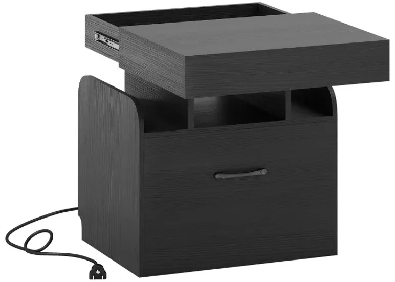 Nightstand with Charging Station Modern Bedside Table for Living Room Bedroom Office