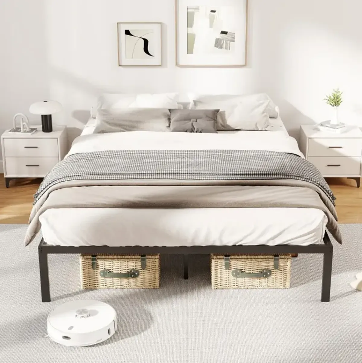 Full/Queen/King Size Metal Bed Frame Heavy Duty Support Slats Mattress Foundation