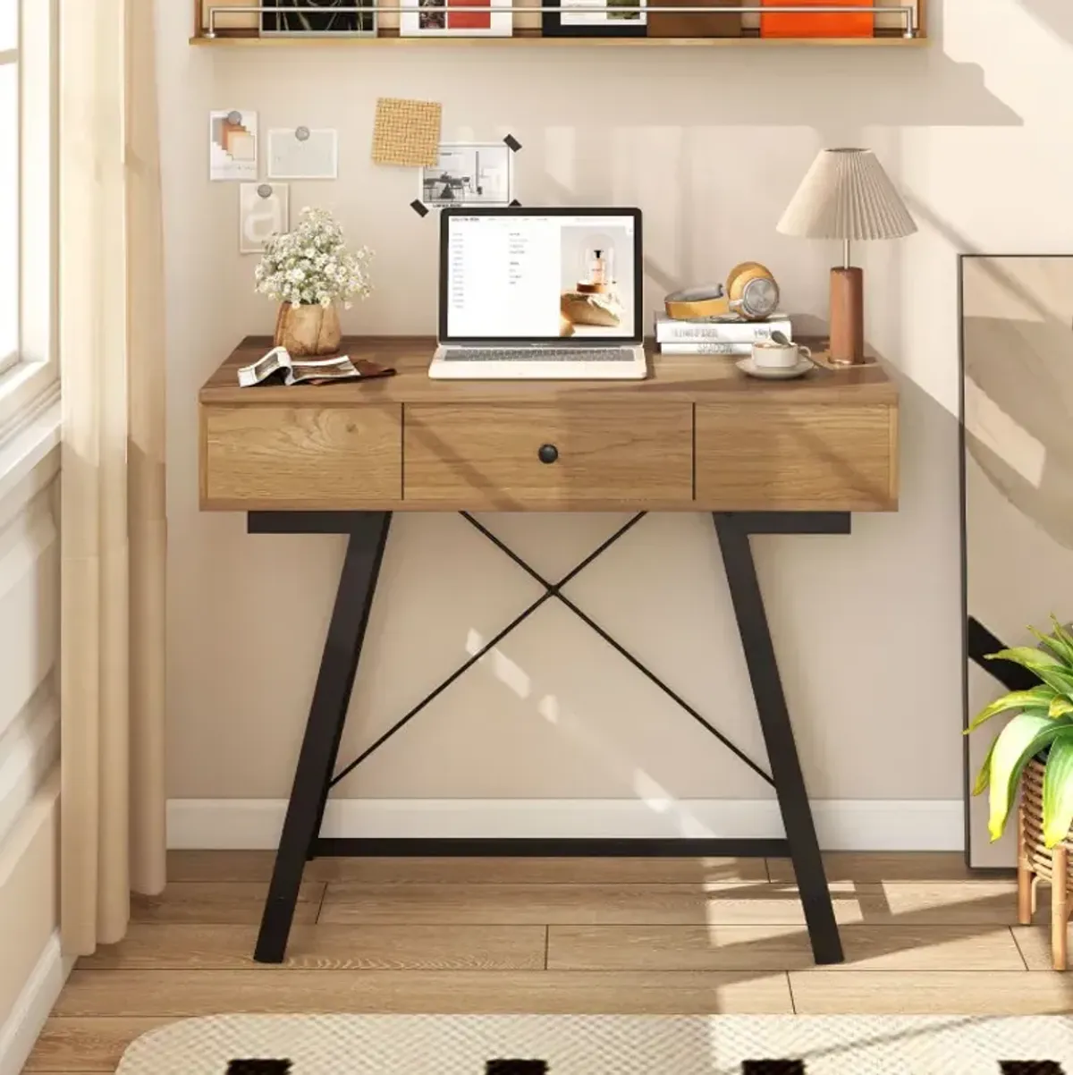 Vanity Desk with Flip Top Mirror Makeup Dressing Table