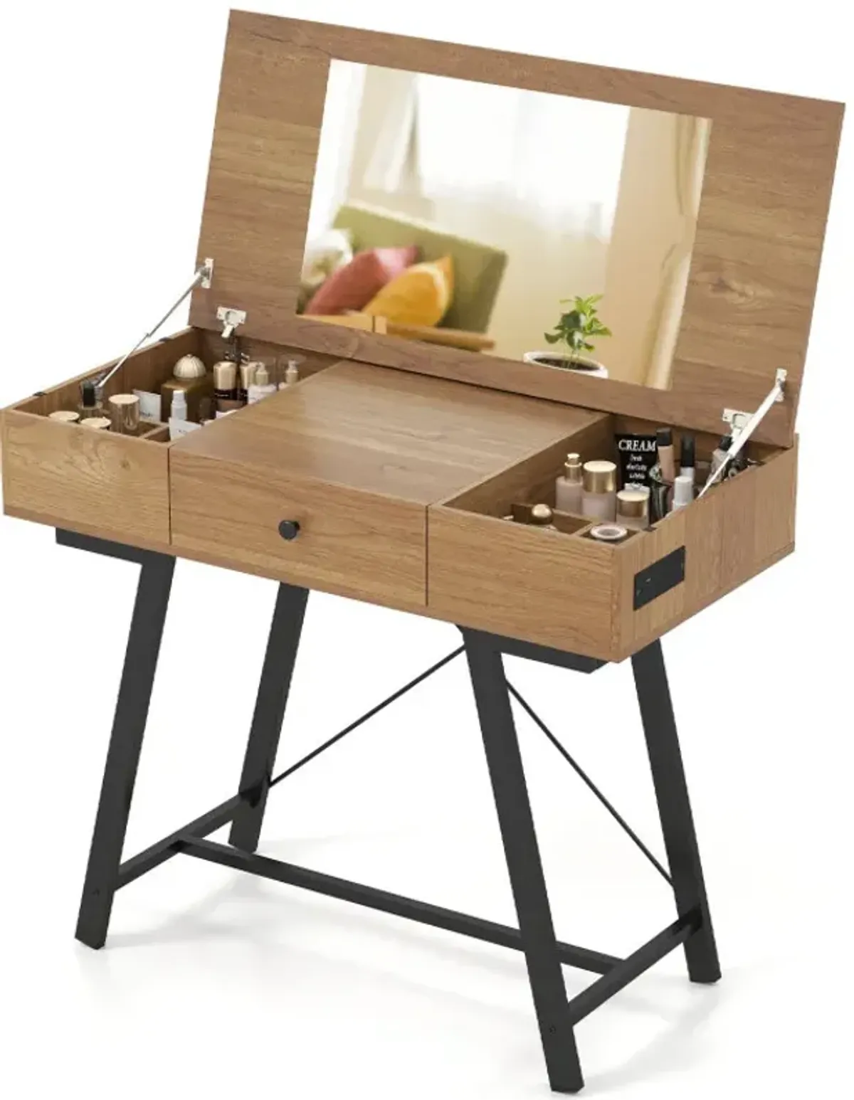 Vanity Desk with Flip Top Mirror Makeup Dressing Table