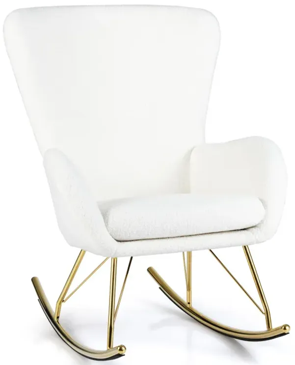 Nursery Rocking Chair with Curved Backrest and Armrests