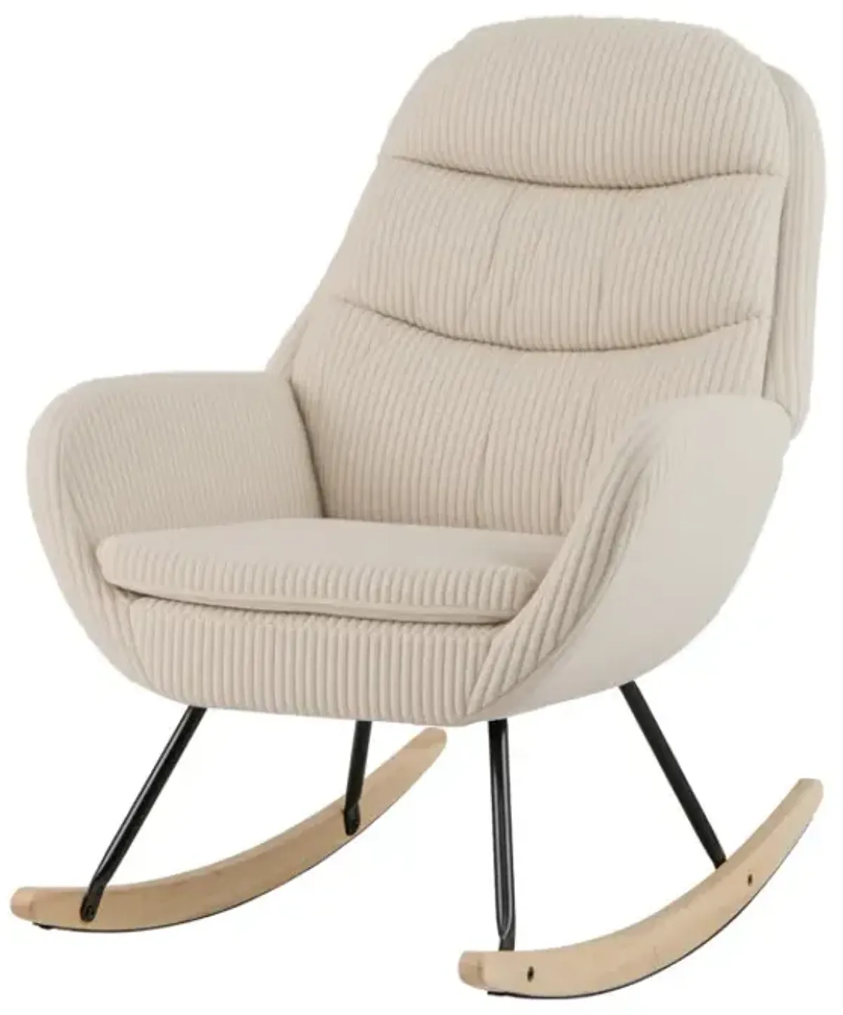 Upholstered Rocking Chair Nursery Glider Rocker with Padded Backrest and Seat