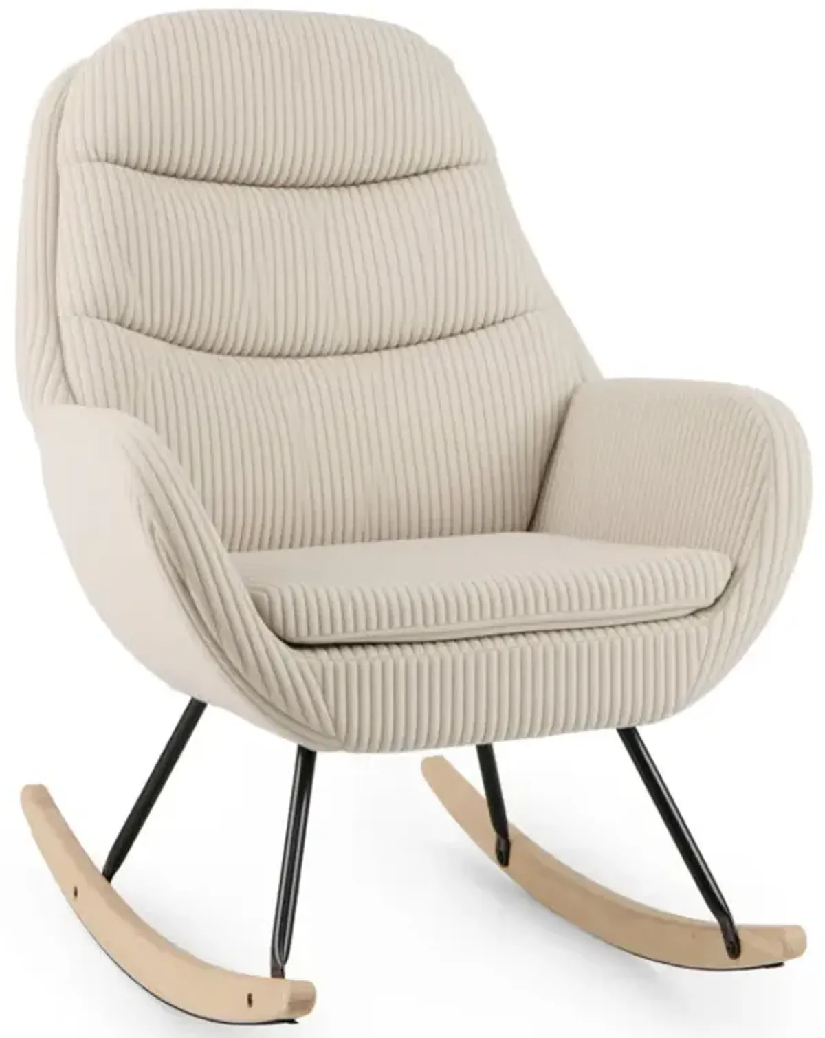 Upholstered Rocking Chair Nursery Glider Rocker with Padded Backrest and Seat