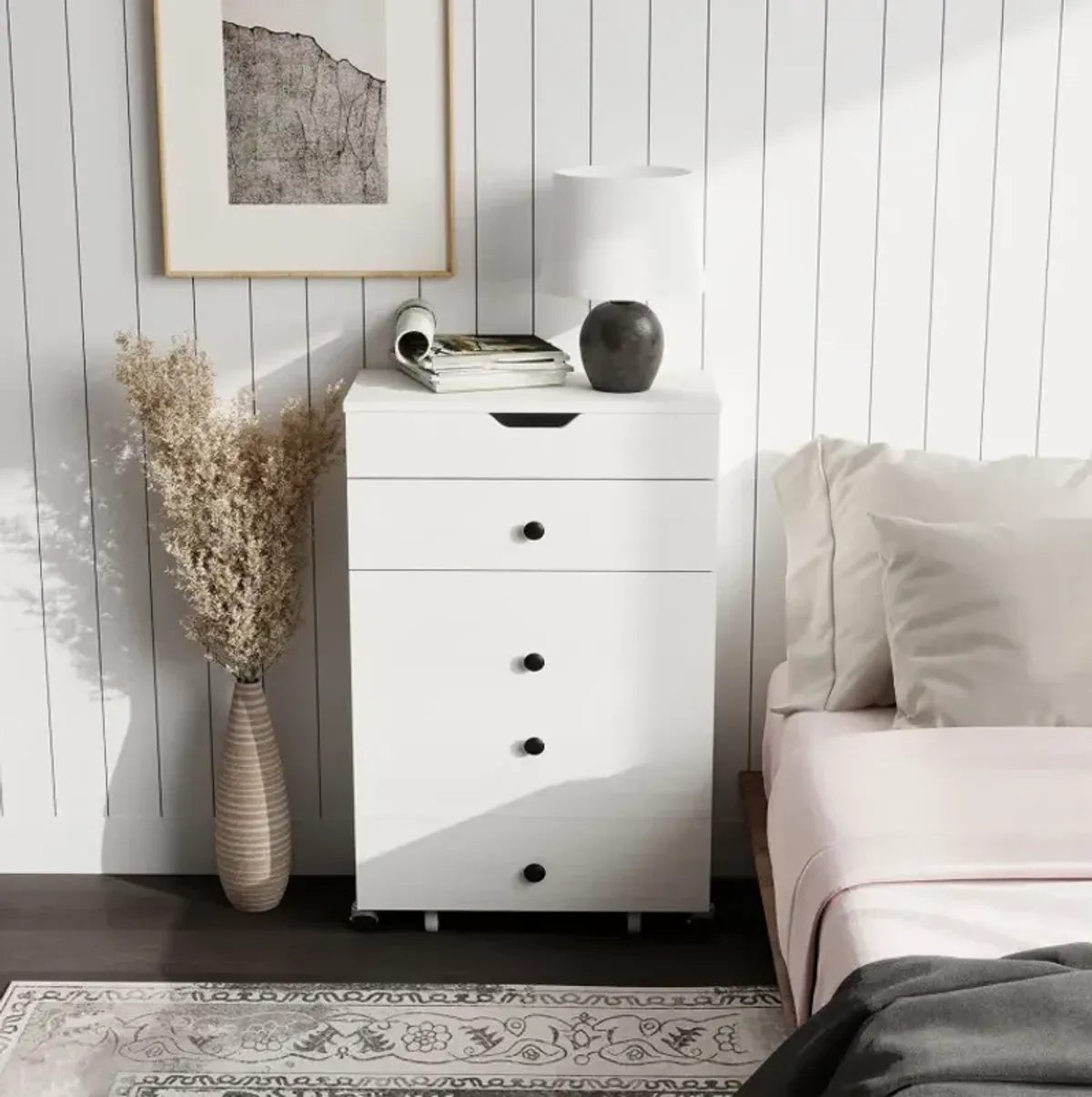 3-in-1 Small Vanity Desk Set with Flip-top Mirror and Lights with Drawers and Stool