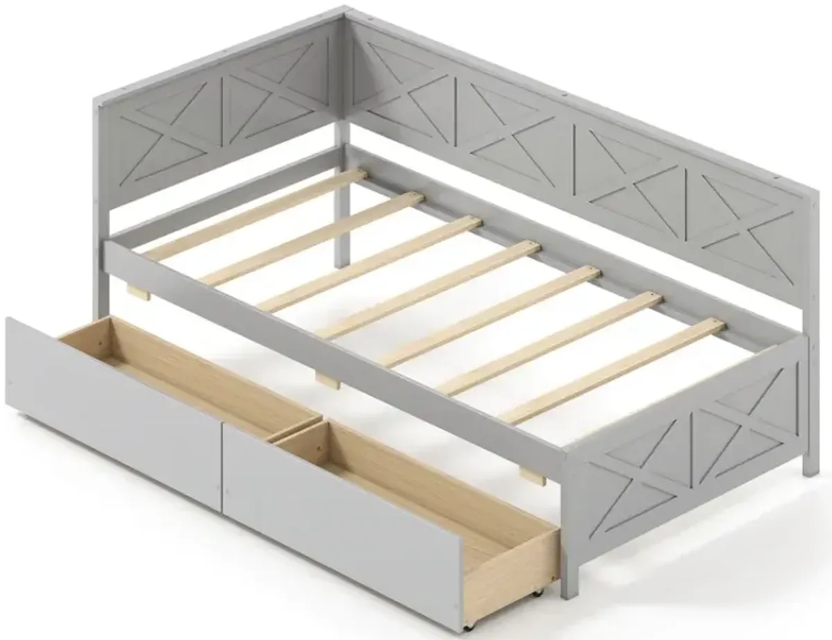 Twin Size Daybed with 2 Storage Drawers No Box Spring Needed