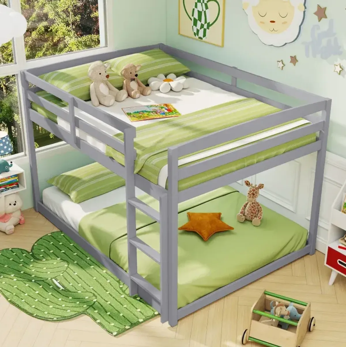 Full Over Full Bunk Bed Low-to-ground Bunk Bed
