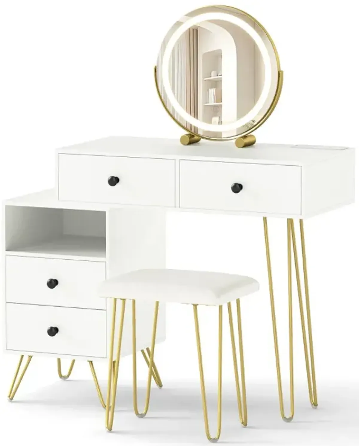 Modern Dressing Table with Storage Cabinet