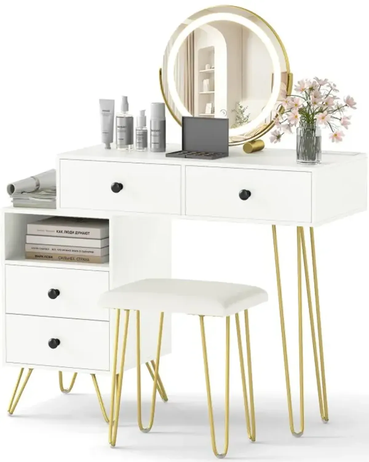 Modern Dressing Table with Storage Cabinet