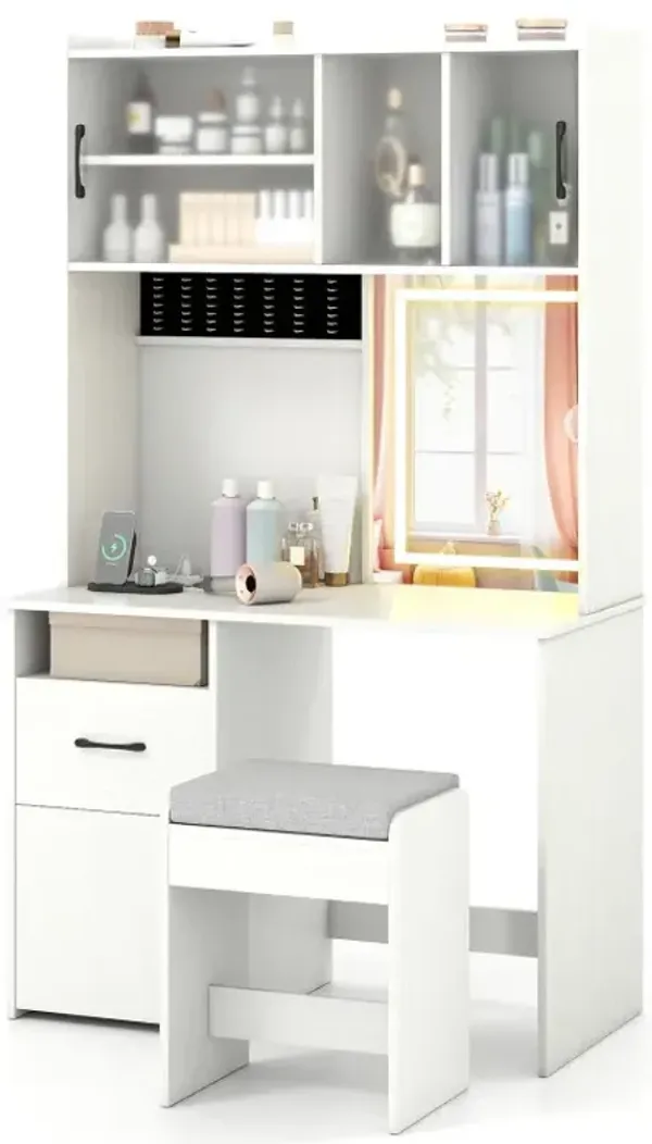 67 Inches Tall Vanity Set with Mirror Makeup Dressing Table with Charging Station