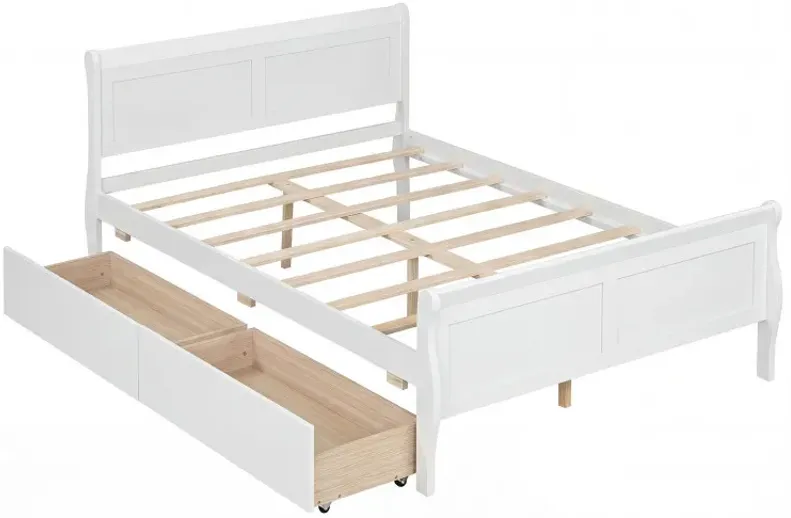 Full Size Bed Frame with 2 Storage Drawers and Footboard for Kids Teens Adults