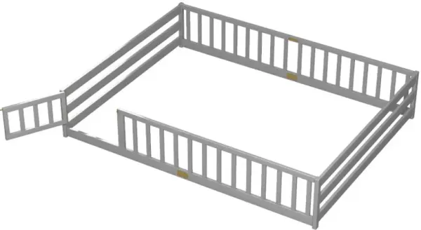 Queen Size Floor Bed Kids Montessori Bed Frame with Full Length Safety Guardrails