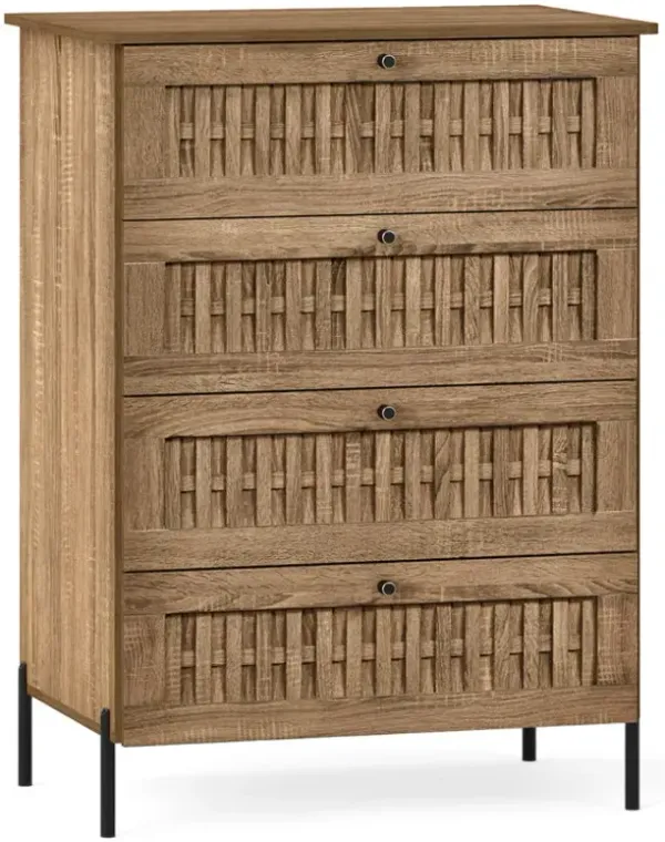 4-Drawer Dresser with Interlocking Mechanism and Metal Legs for Bedroom