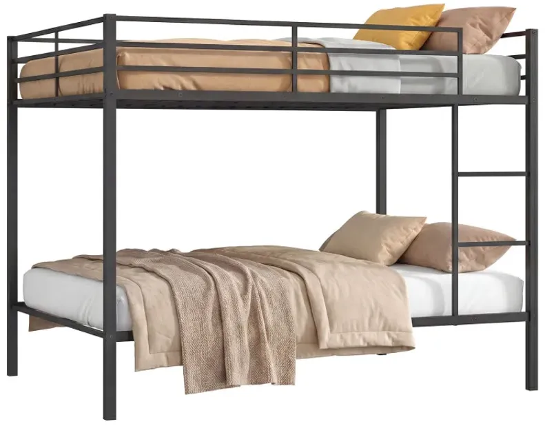 Metal Bunk Bed Full Over Full with Length Safety Guardrail