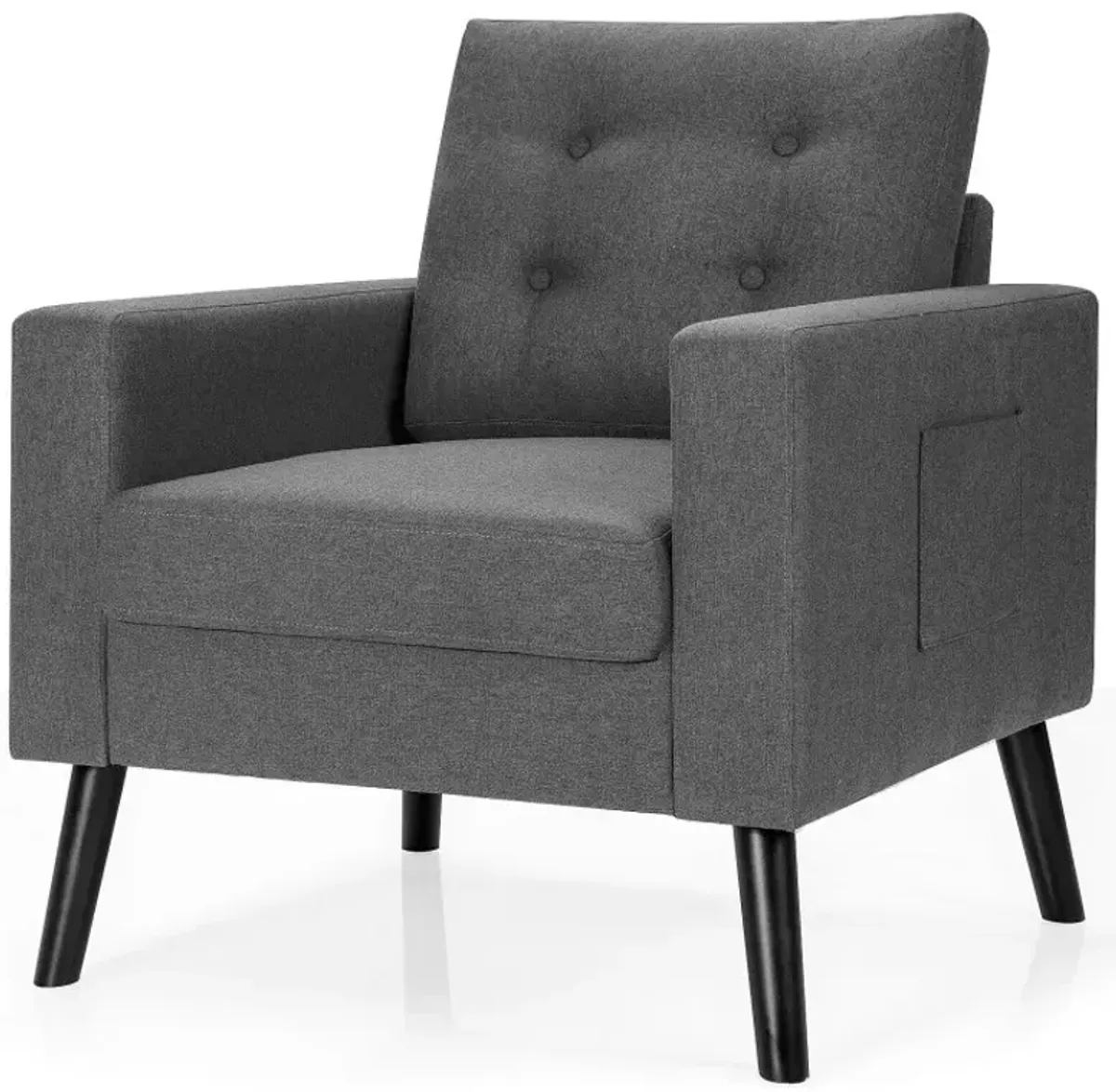 Mid-Century Upholstered Armchair Club Chair with Rubber Wood Legs