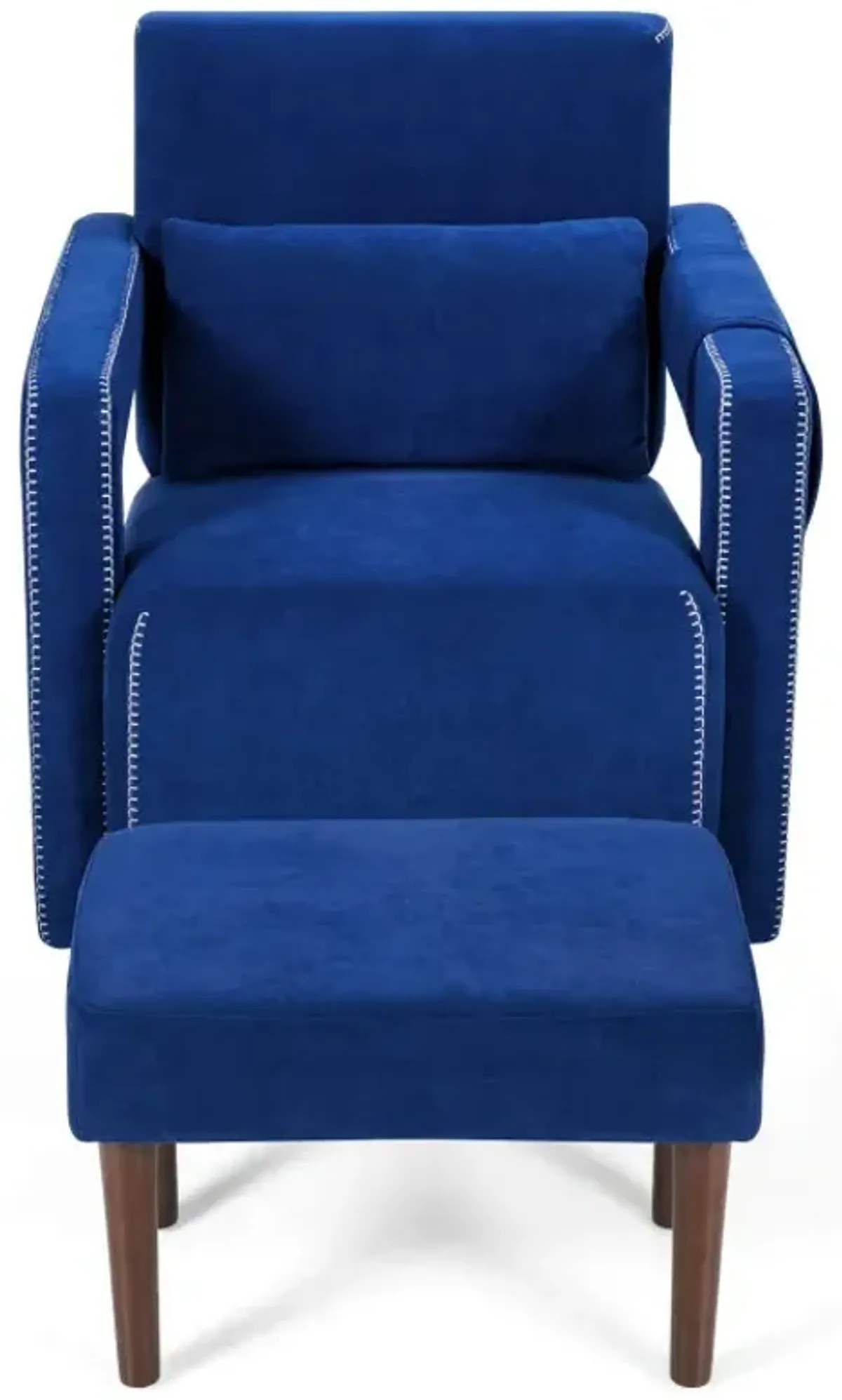 Modern Berber Fleece Accent Chair with Ottoman and Waist Pillow for Living Room