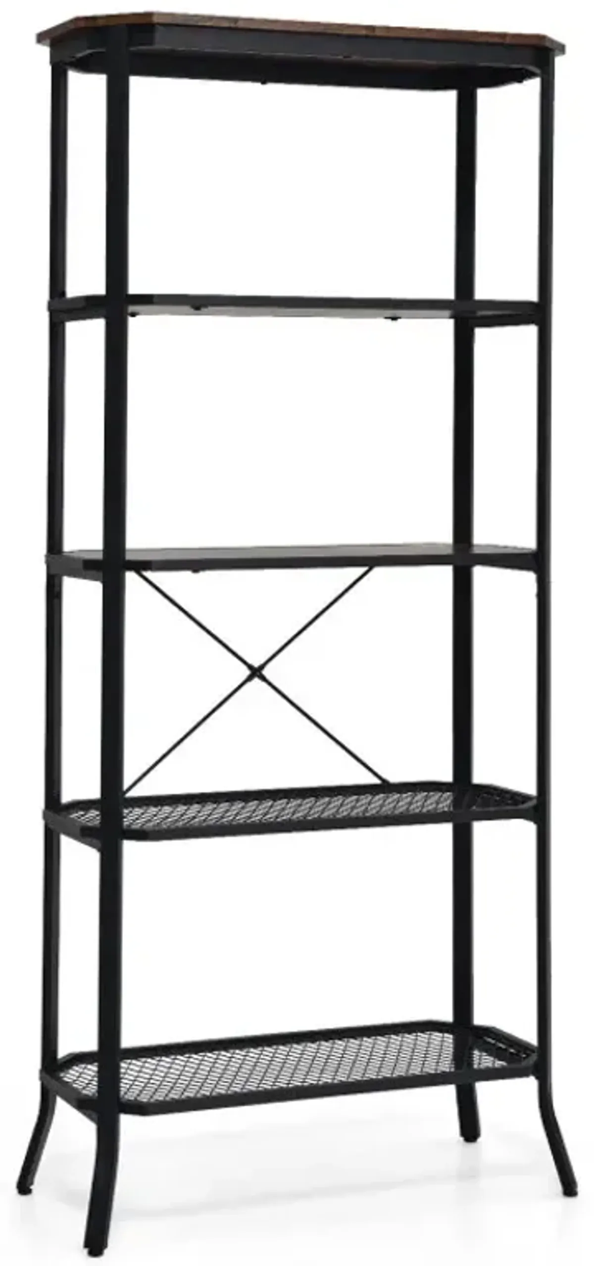 Industrial 5-Layer Bookshelf with Out-Stretched Legs