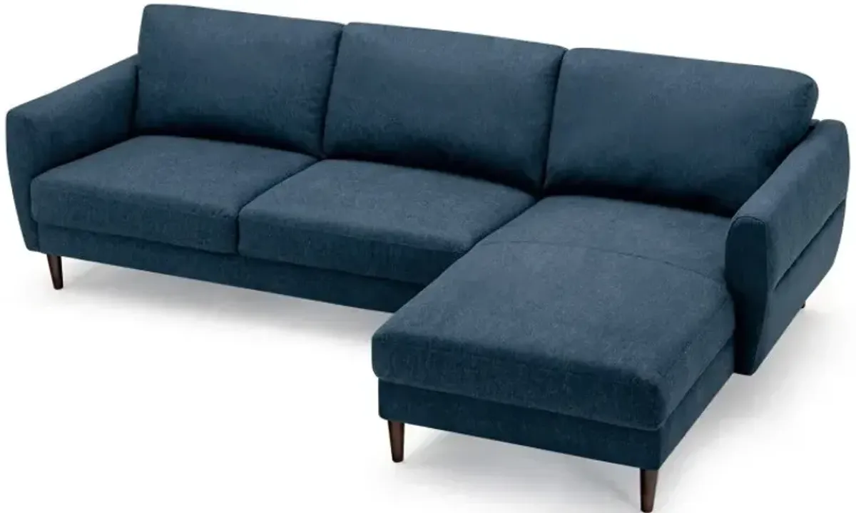 L-Shaped Fabric Sectional Sofa with Chaise Lounge and Solid Wood Legs