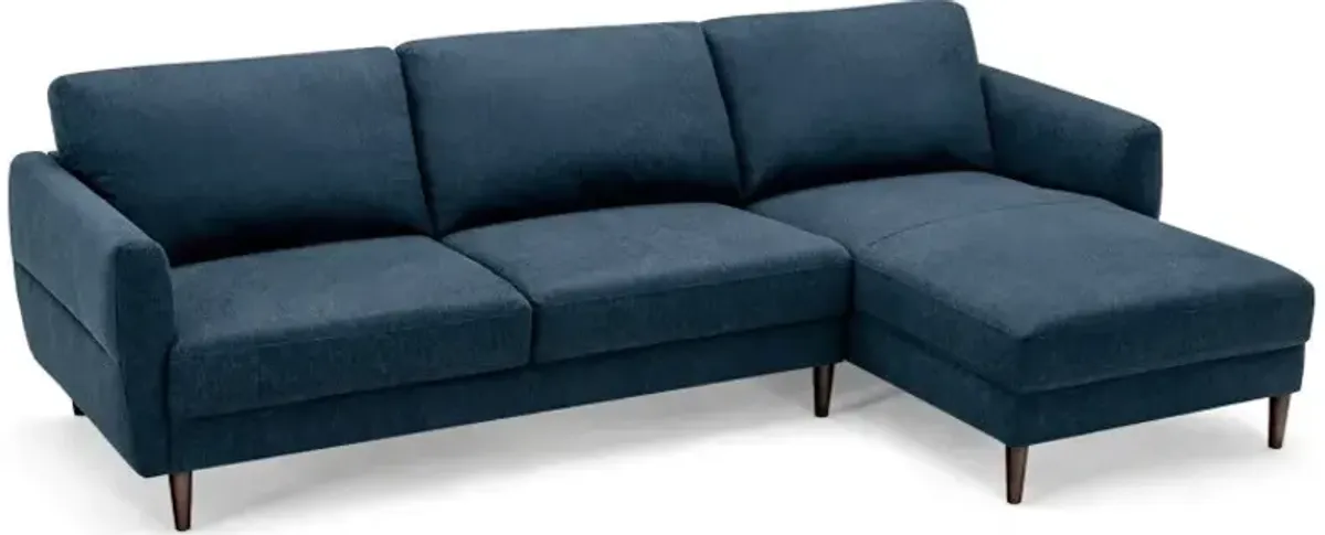 L-Shaped Fabric Sectional Sofa with Chaise Lounge and Solid Wood Legs