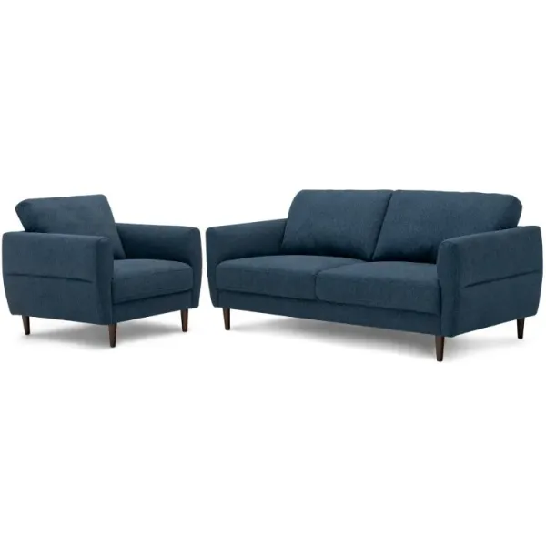 2 Pieces Modern Upholstered Sofa Set with Removable Cushion Covers
