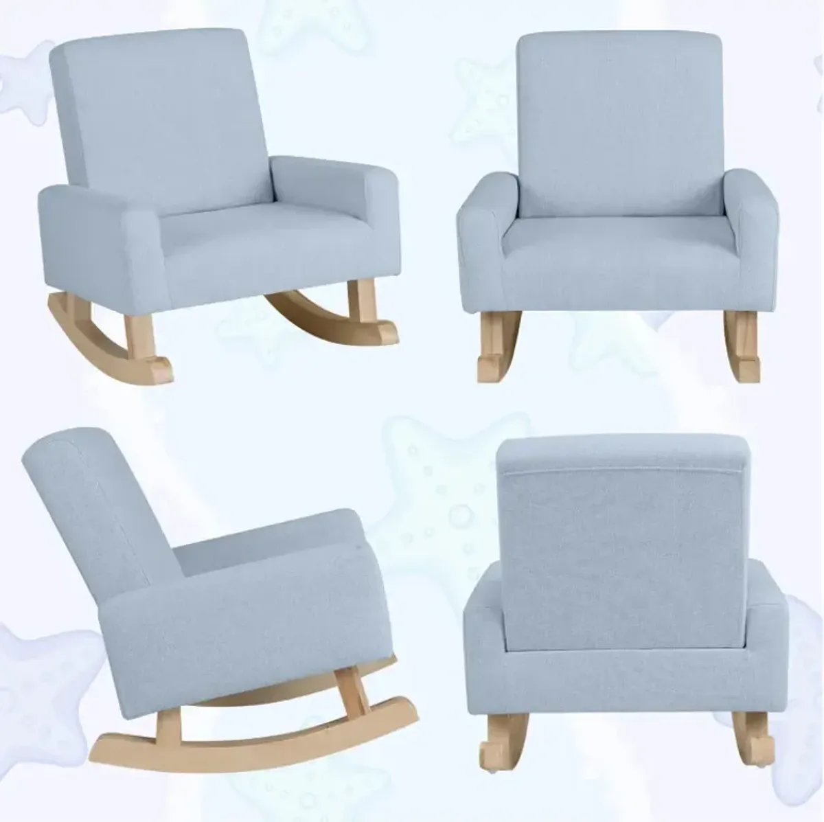 Kids Rocking Chair with Solid Wood Legs