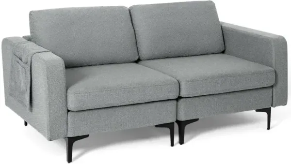 Modern Loveseat Sofa Couch with Side Storage Pocket