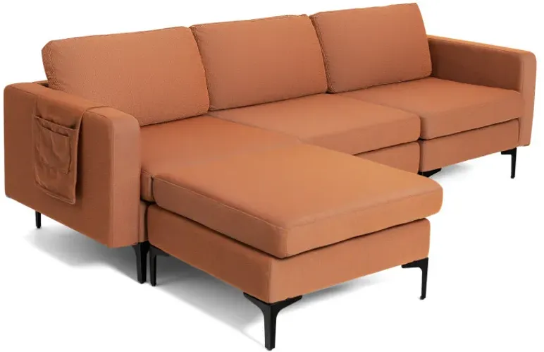 Modular 3-Seat L-shaped Sectional Sofa with Reversible Chaise and 2 USB Ports