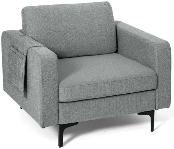 Modern Accent Armchair with Side Storage Pocket