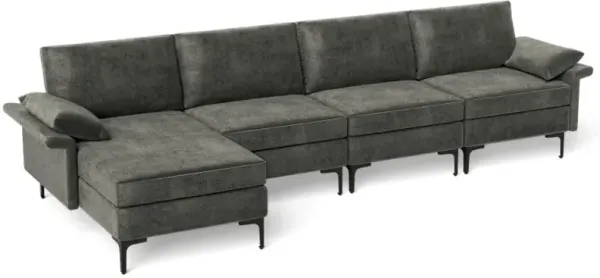 Extra Large L-shaped Sectional Sofa with Reversible Chaise
