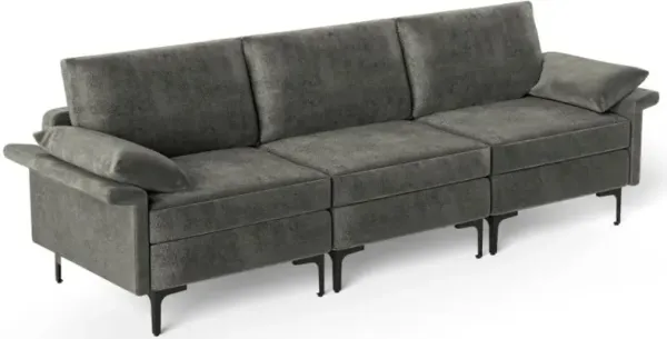 Large 3-Seat Sofa Sectional with Metal Legs for 3-4 people