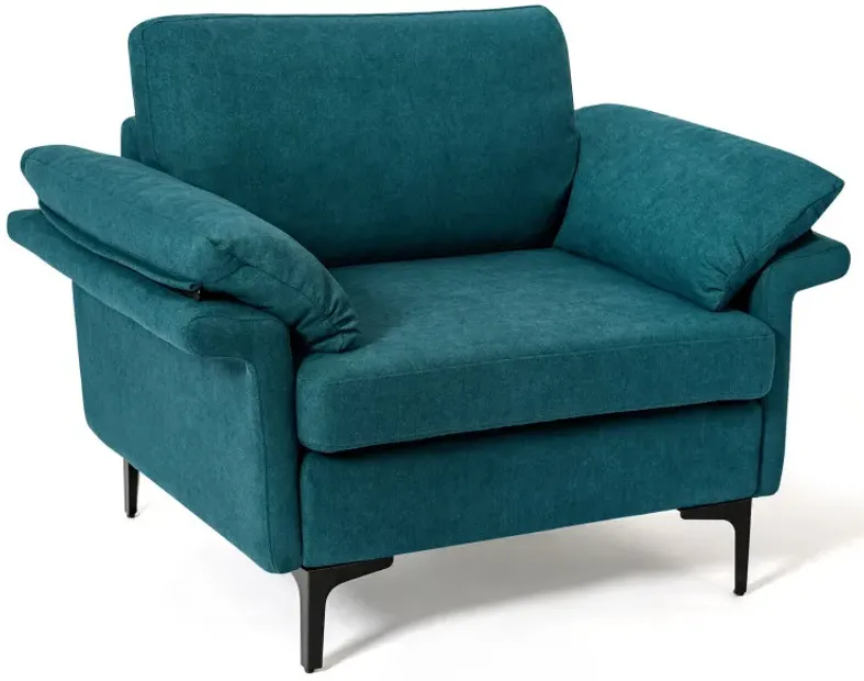 Modern Fabric Accent Armchair with Original Distributed Spring and Armrest Cushions
