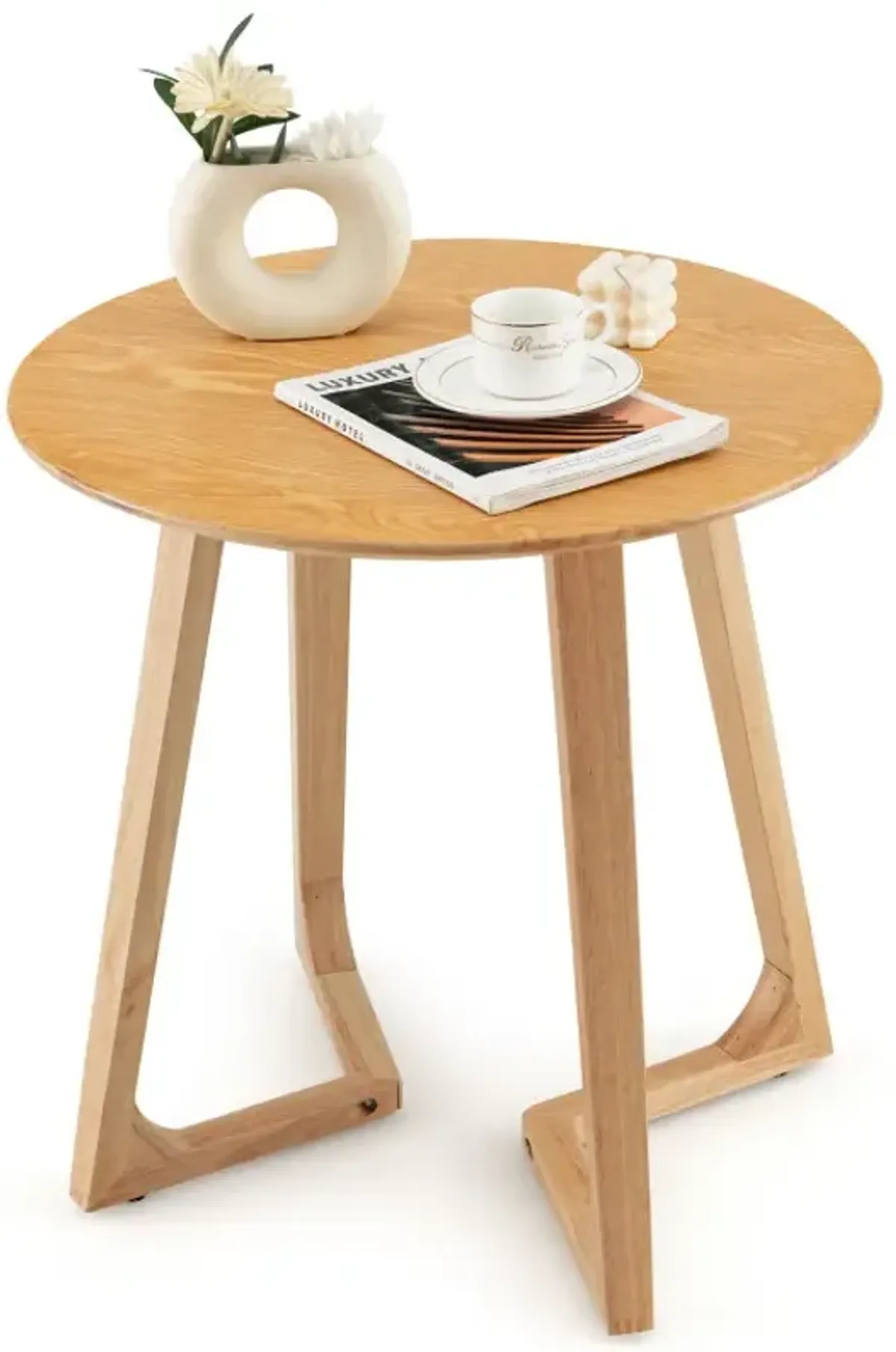24 Inch Round End Table with Adjustable Foot Pads