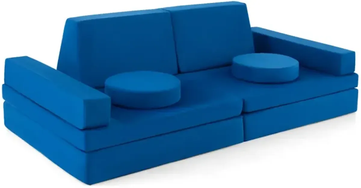 8-Piece Kids Play Couch Sofa with Portable Handle