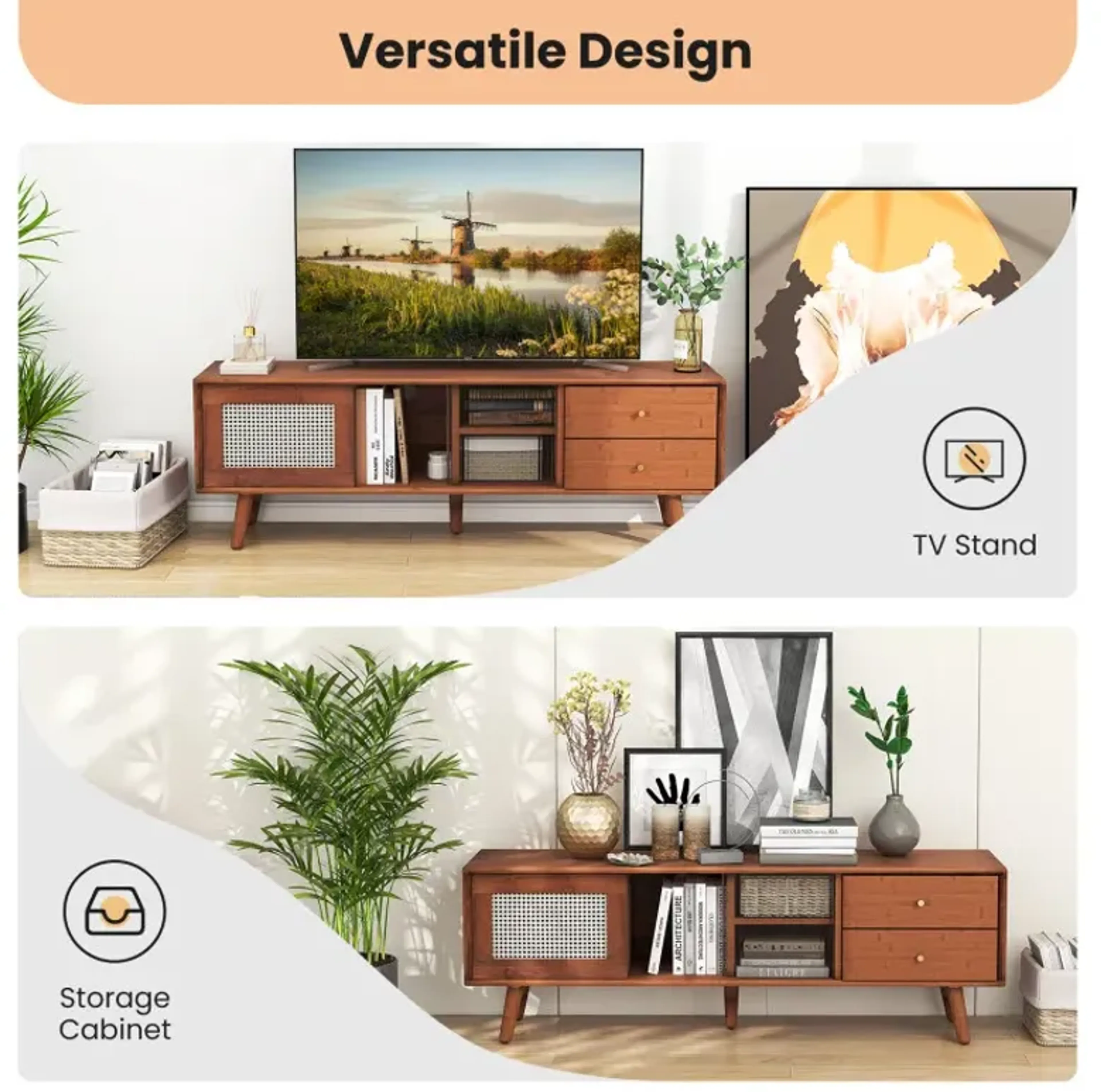 Bamboo TV Stand for TV up to 65 Inch | Furniture.com