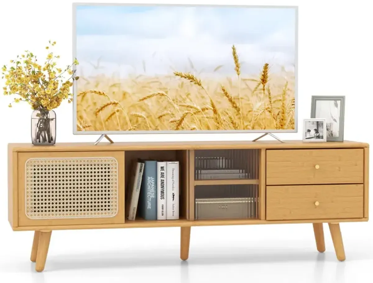 Bamboo TV Stand for TV up to 65 Inch