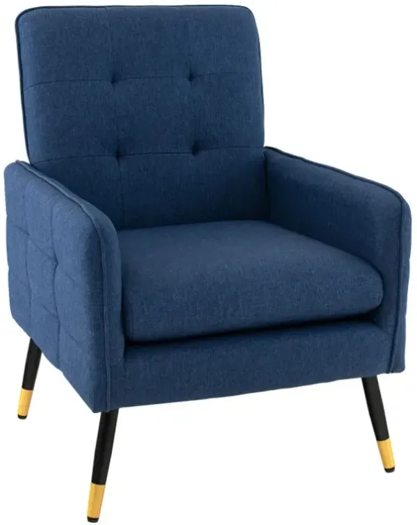 Linen Fabric Accent Chair with Removable Seat Cushion