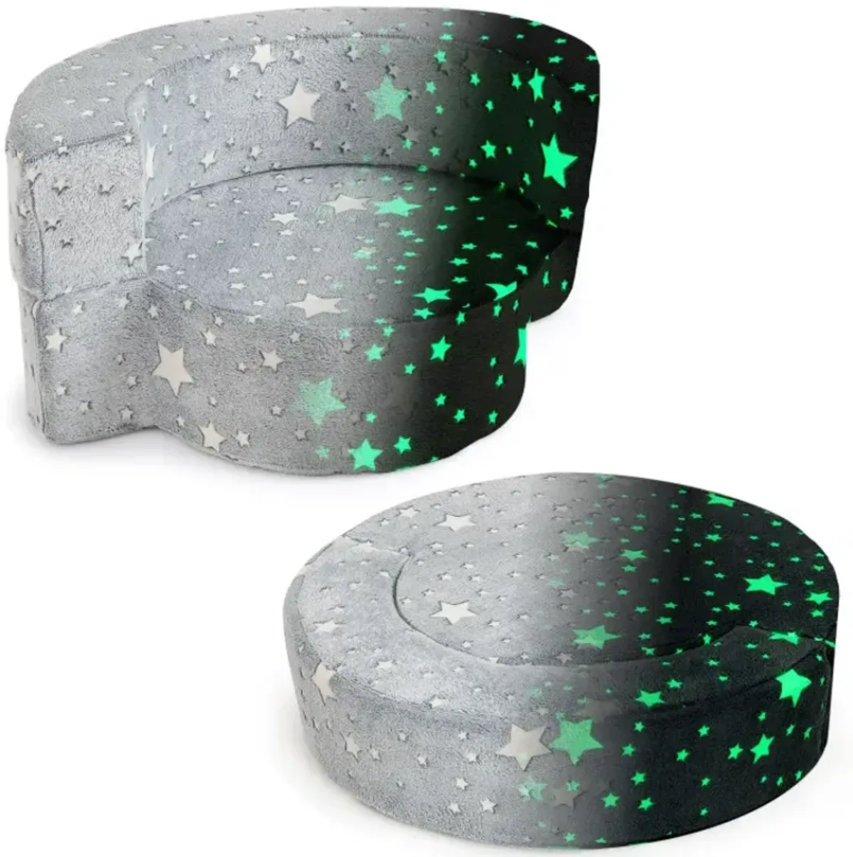 2-in-1 Toddler Chair Glow in the Dark Kids Couch with Cover Convertible Sofa