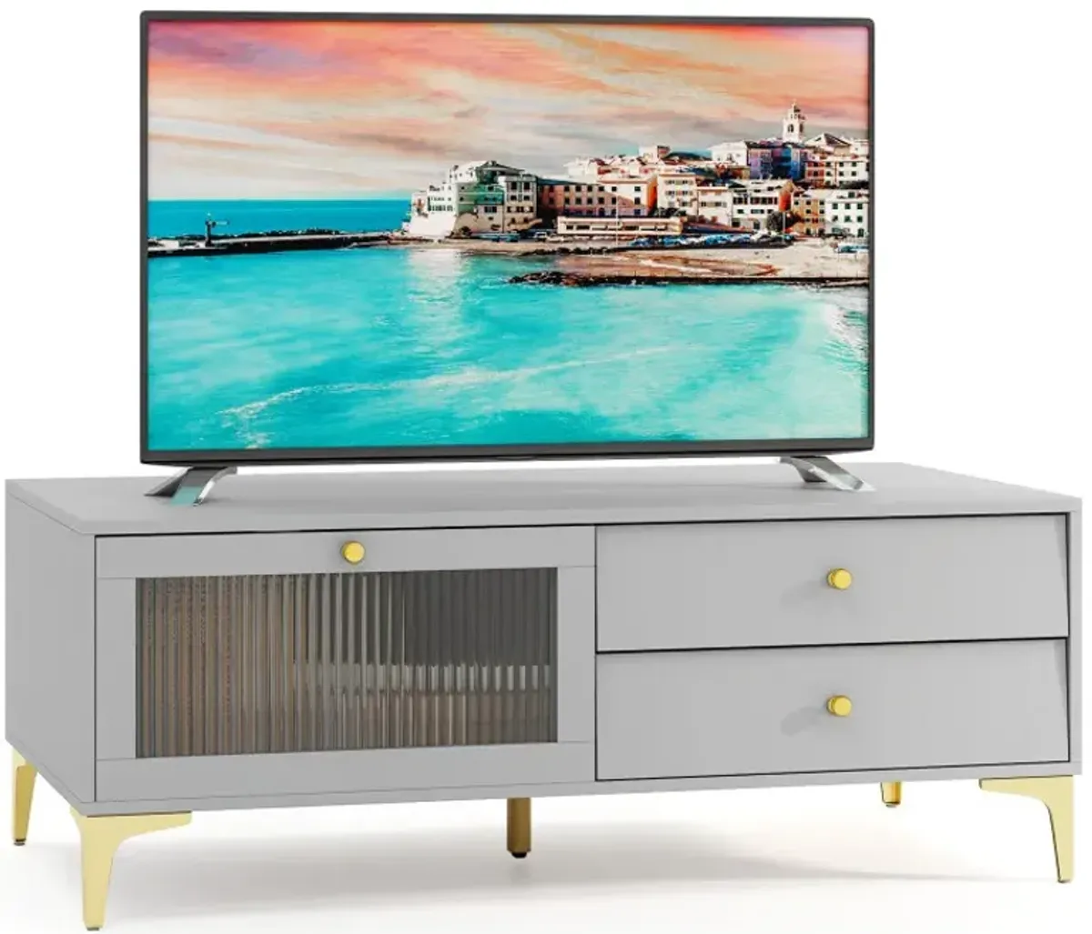 TV Stand with Compartment and Drawers for 55 Inch TV