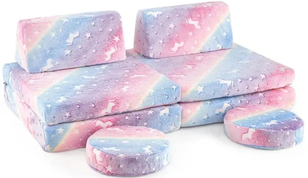 Modular Kids Play Couch Set Glow in the Dark with Portable Handles