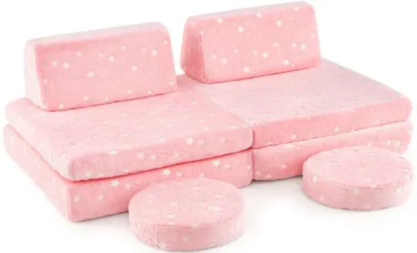 Modular Kids Play Couch Set Glow in the Dark with Portable Handles