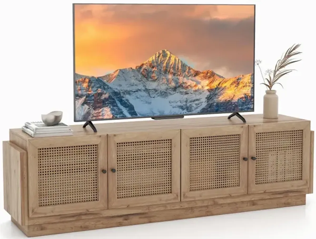 Farmhouse TV Stand for TVs up to 75 Inches with 2 Cabinets
