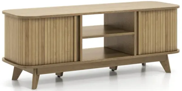 TV Stand for 55-Inch TV Media Console Table with Dual Sliding Doors