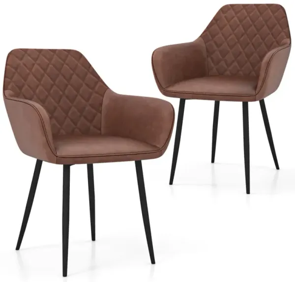 Leisure Dining Chair Set of 2 with Curved Backrest and Wide Seat