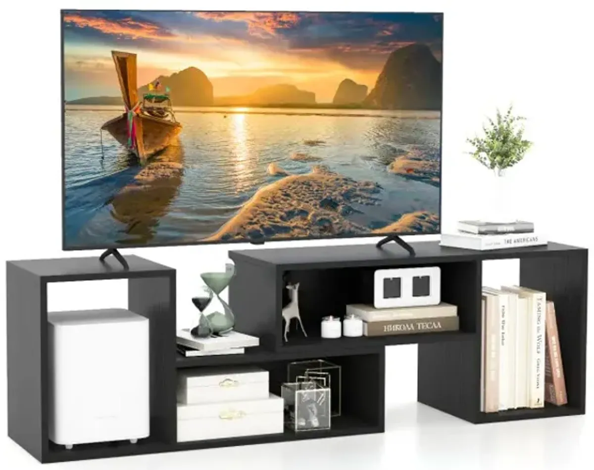 2 Pieces Adjustable TV Stand for TVs up to 55 Inch with Storage Cubes