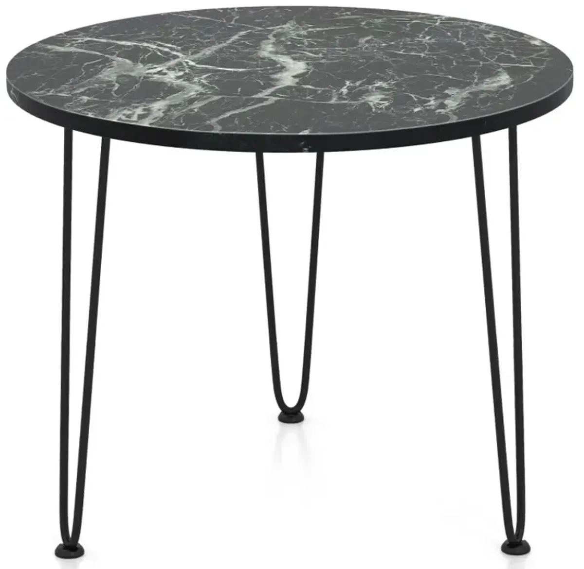 Round Coffee Table with Thickened Tabletop and Metal Tripod Legs