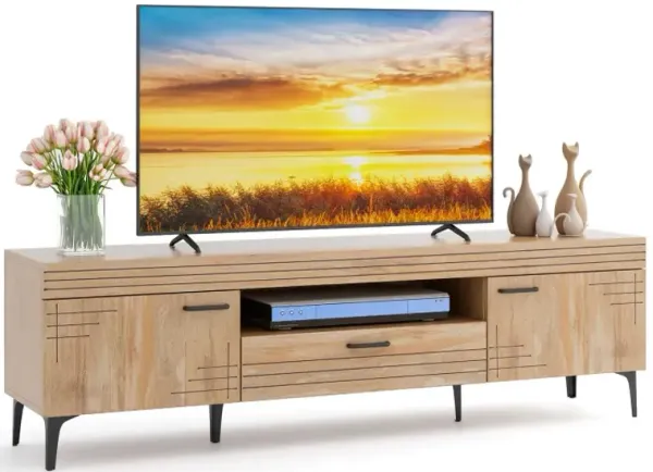 TV Stand with 2 Cabinets and Storage Drawer for 65 Inches TVs