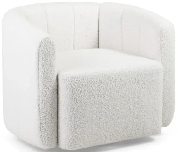 Modern Upholstered Sherpa Accent Chair with Curved Backrest and Armrests
