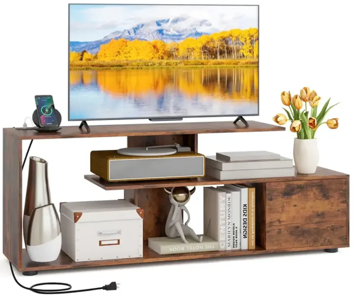 60 Inch Entertainment Center TV Stand with Power Outlet